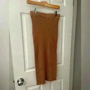MNG  NEW ribbed knit bodycon maxi skirt in camel color size XS